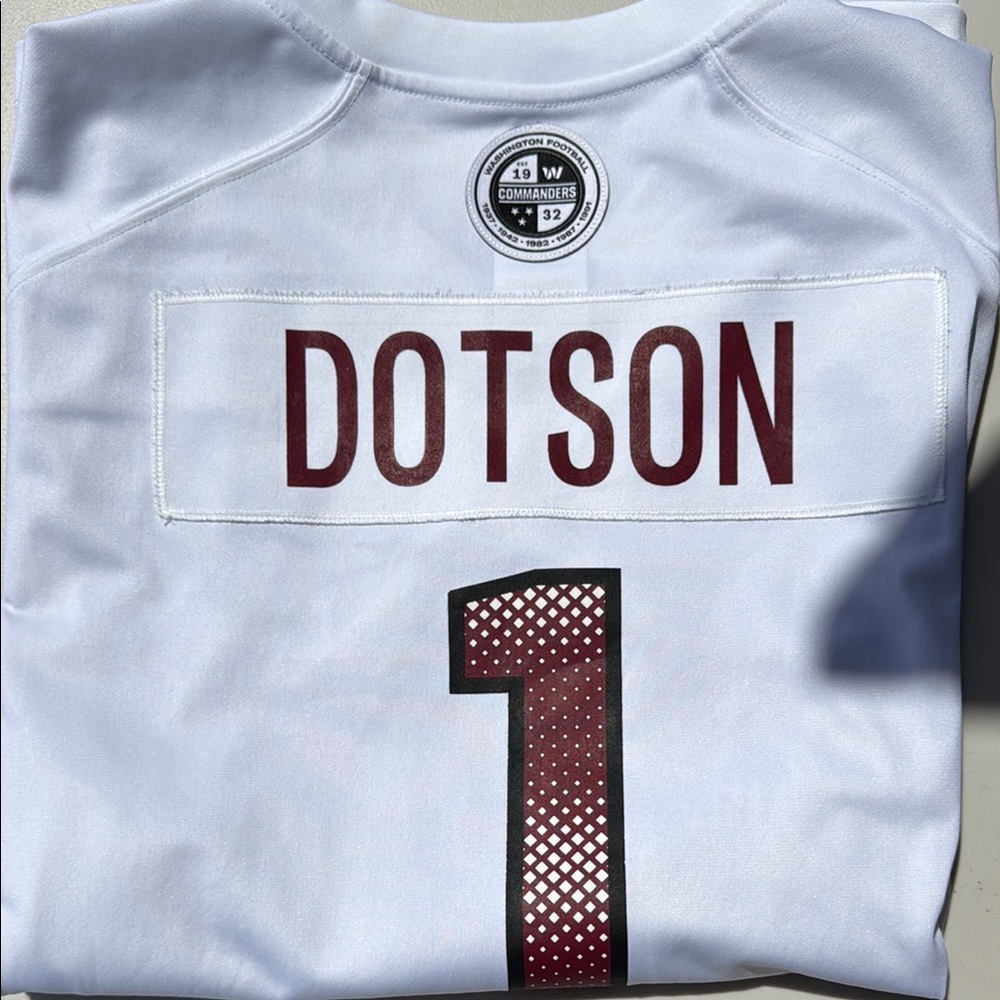 Men's L White Washington Commanders Jahan Dotson Jersey - Picture 3 of 6
